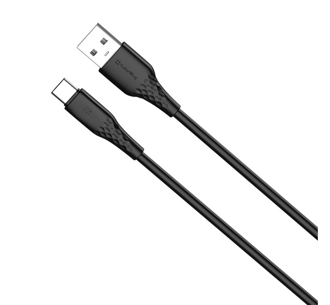 ColorWay Кабель ColorWay USB - USB Type-C (M/M), textured PVC, 3А, 2 м, Black (CW-CBUC095-BK)