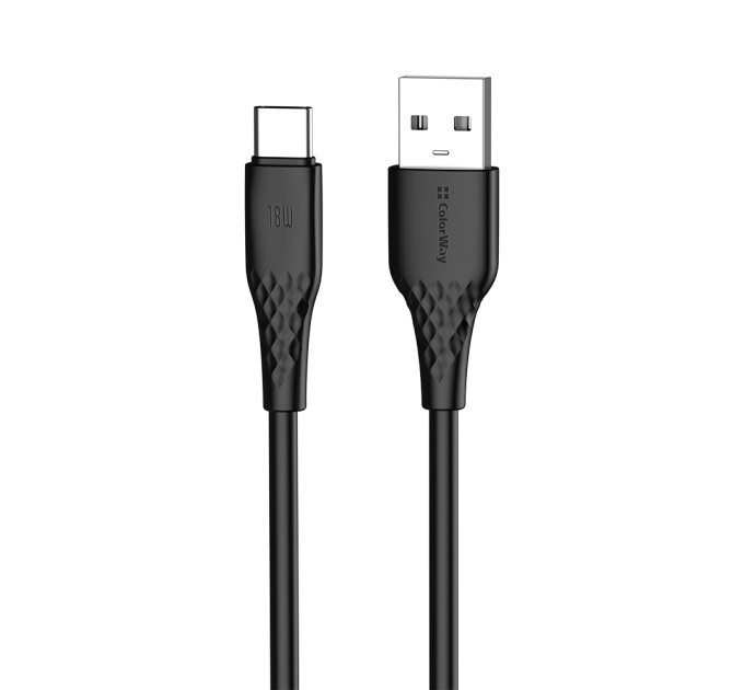 ColorWay Кабель ColorWay USB - USB Type-C (M/M), textured PVC, 3А, 2 м, Black (CW-CBUC095-BK)
