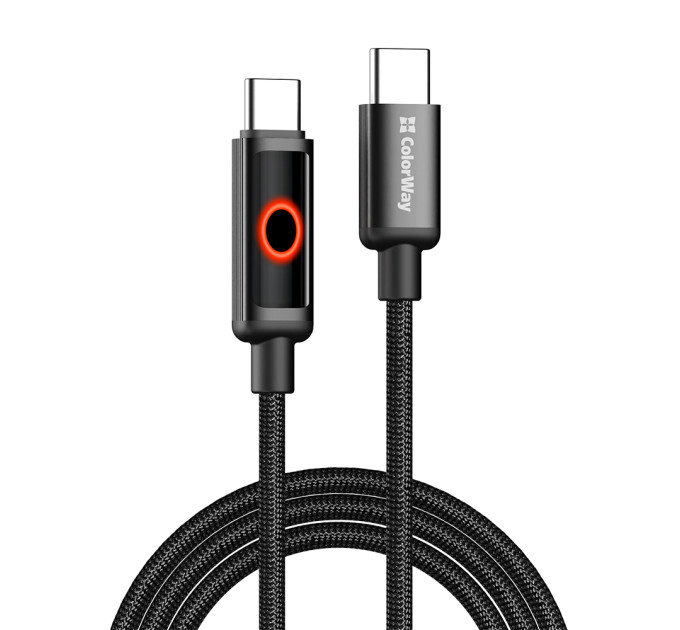 ColorWay Кабель ColorWay USB Type-C - USB Type-C (M/M), Breathing Light, 3А, 1 м, Black (CW-CBPDCC103-BK)