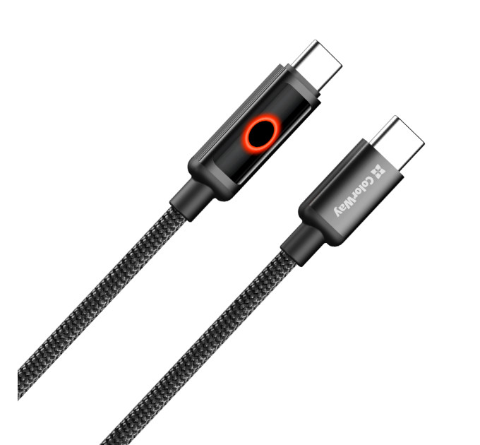 ColorWay Кабель ColorWay USB Type-C - USB Type-C (M/M), Breathing Light, 3А, 1 м, Black (CW-CBPDCC103-BK)