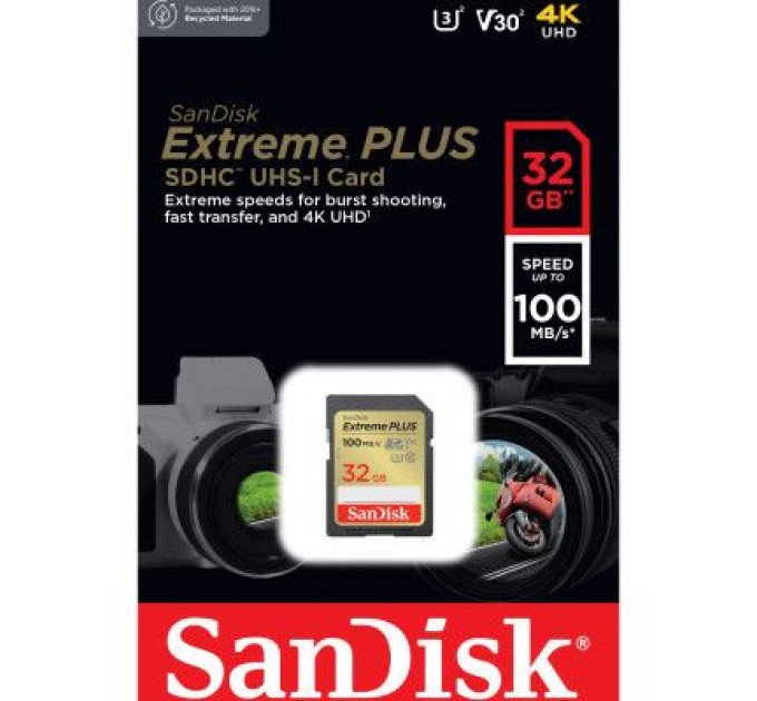 SanDisk Карта пам'яті SanDisk 32GB SDXC class 10 Extreme PLUS (SDSDXWT-032G-GNCIN)
