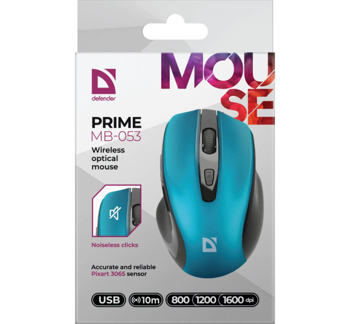 Defender Мишка Defender Prime MB-053 Silent Wireless Turquoise (52054)