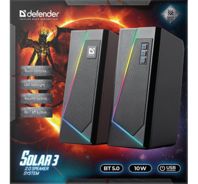 Defender Акустична система Defender Solar 3 Bluetooth Light USB Black (65103)