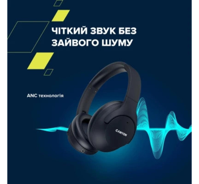 Canyon Навушники Canyon OnRiff 10 ANC Bluetooth Black (CNS-CBTHS10BK)