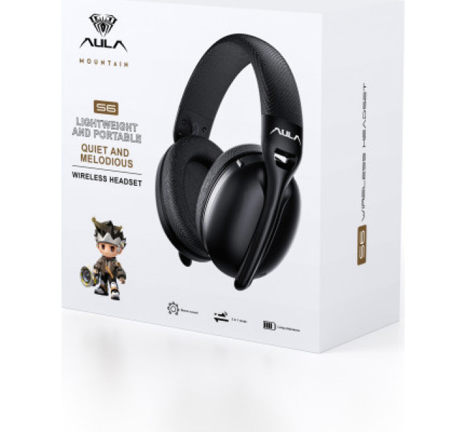 Aula Навушники Aula S6 - 3 in 1 Wired/2.4G Wireless/Bluetooth Black (6948391235554)