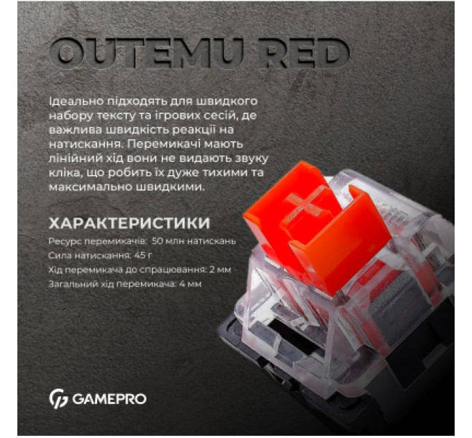 GamePro Клавіатура GamePro MK130R Hot-Swap Red Swich RGB USB UA Black (MK130R)