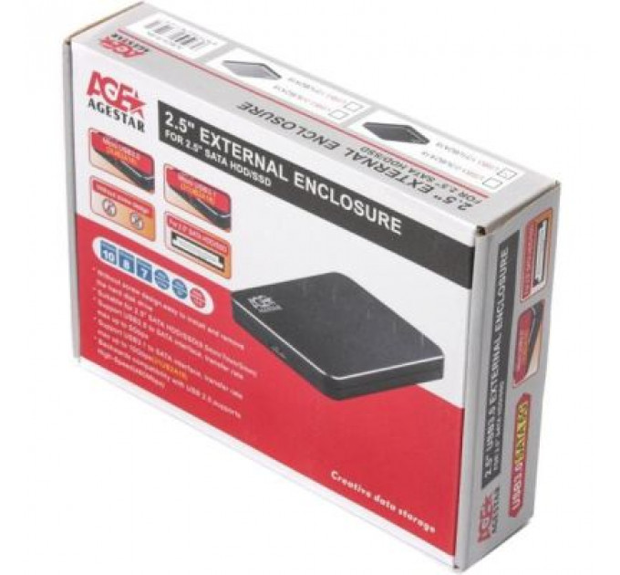 Кишеня зовнішня AgeStar 2.5", USB3.1, черный (31UB2A18 (Black))