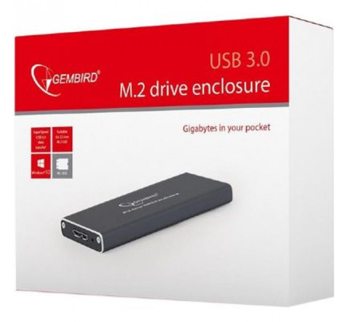 Кишеня зовнішня Gembird M.2 (NGFF), USB3.0, черный (EE2280-U3C-01)