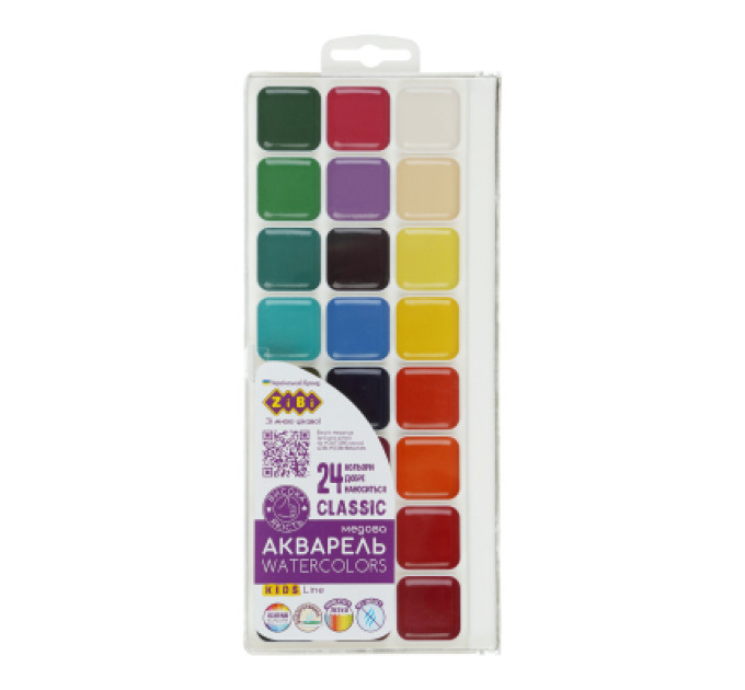 ZiBi Акварельні фарби ZiBi KIDS Line -2 Classic 24 кольора (ZB.6587)