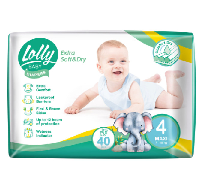 Lolly Підгузки Lolly Soft Maxi 4 7-18 кг 40 шт (4820174981266)