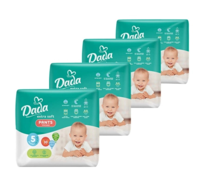 Dada Підгузки Dada Extra Soft 5 Junior (12-17 кг) 120 шт (4 упаковки по 30 шт) (4820174989590)