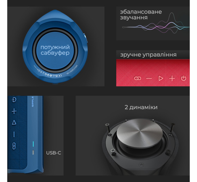 HIFuture Акустична система HiFuture Ripple 30W Blue (ripple.blue.)