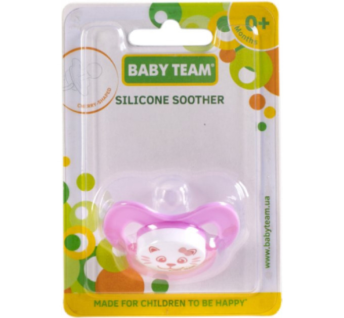 Baby Team Пустушка Baby Team силіконова вишнеподібної форми 0+ міс (3003_рожевий)