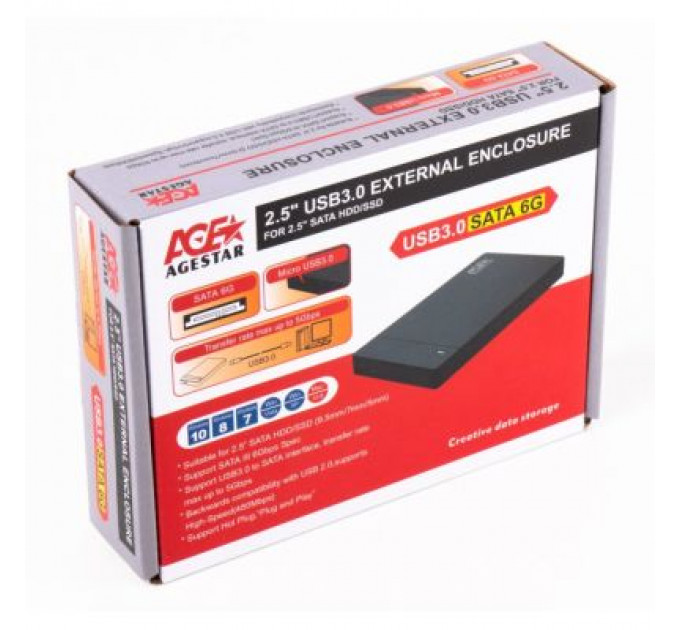 Кишеня зовнішня AgeStar 2.5", USB3.0, черный (3UB2P3)
