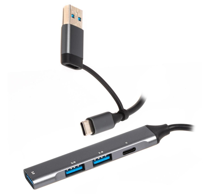 Maxxter Концентратор USB Type-C/USB Maxxter 1xUSB-A 3.0, 2xUSB-A 2.0, 1xUSB-C Gray (HU3C-4P1CN-01)