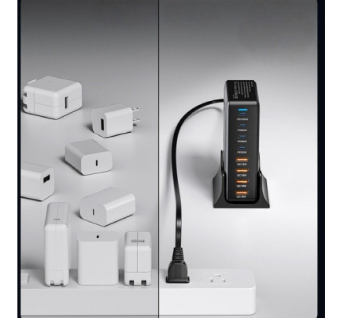 Essager Зарядний пристрій Essager 4xUSB-C + 4xUSB 320W GaN (EZC320W-QJB0G-Z)