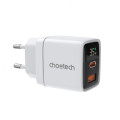 Choetech Зарядний пристрій Choetech 1xUSB + 1xUSB-C PD35W with display white (PD6052-EU-WH)