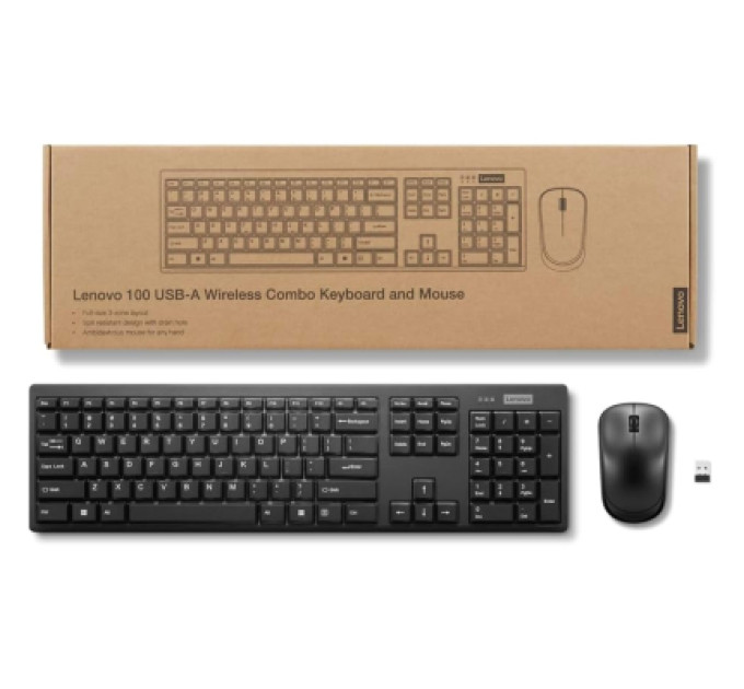 Lenovo Клавіатура Lenovo 100 Wireless UA Black (GX31Q28916)