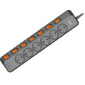 2E Мережевий фільтр 2E 6xТипF, 16A, 2xUSB-A, 1x USB-C, 3 м, чорний (2E-SP6M3SWBK)