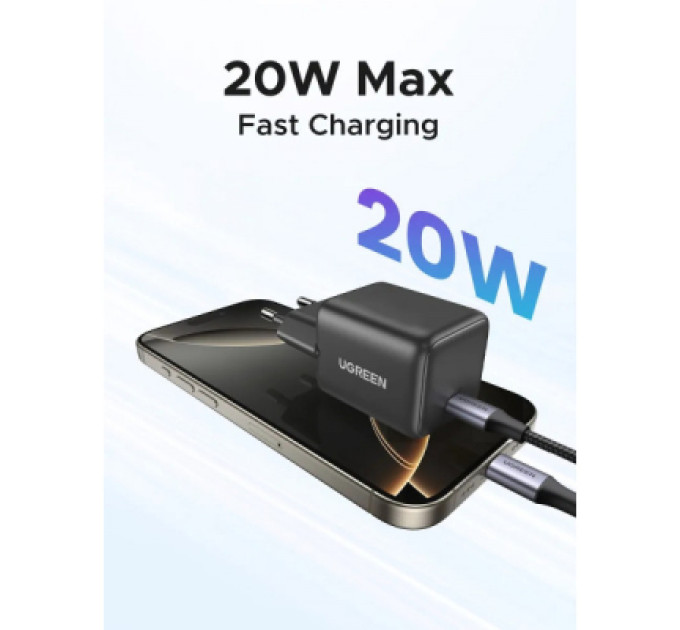 Ugreen Зарядний пристрій UGREEN USB-C PD20W GaN X512 gray (55528)