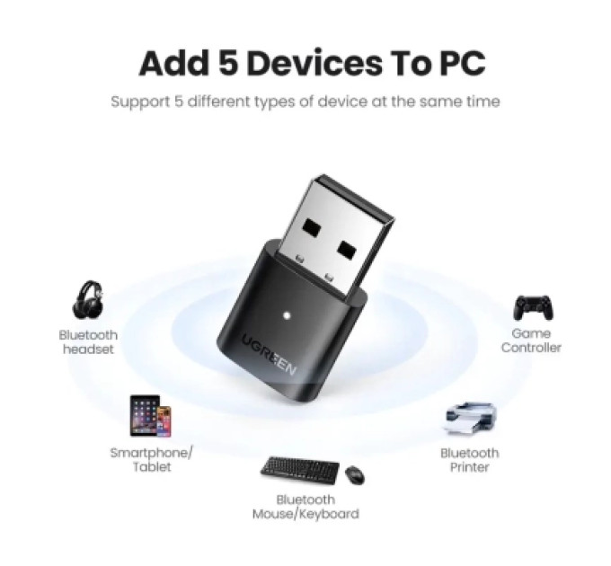 Ugreen Bluetooth-адаптер UGREEN CM390 USB Bluetooth 5.0 Adapter (80889)