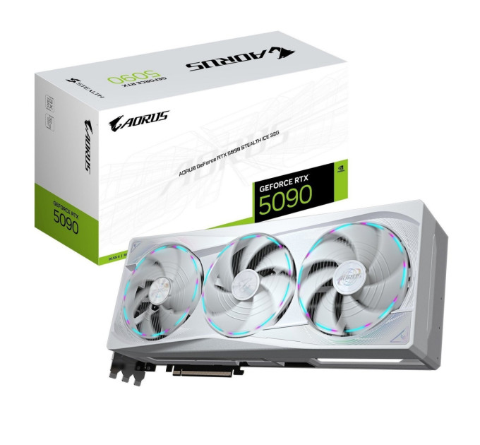 GIGABYTE Відеокарта GF RTX 5090 32GB GDDR7 Aorus Stealth Ice Gigabyte (GV-N5090AORUSST ICE-32GD)