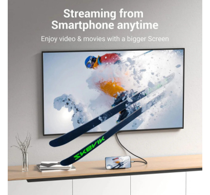Vention Кабель мультимедійний USB-C to HDMI M 2.0m V2.0 4K 60Hz black VENTION (CRBBH)