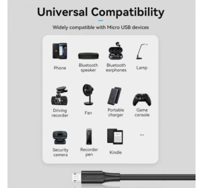 Vention Дата кабель USB 2.0 AM to Micro 5P 2.0m black VENTION (CTIBH)