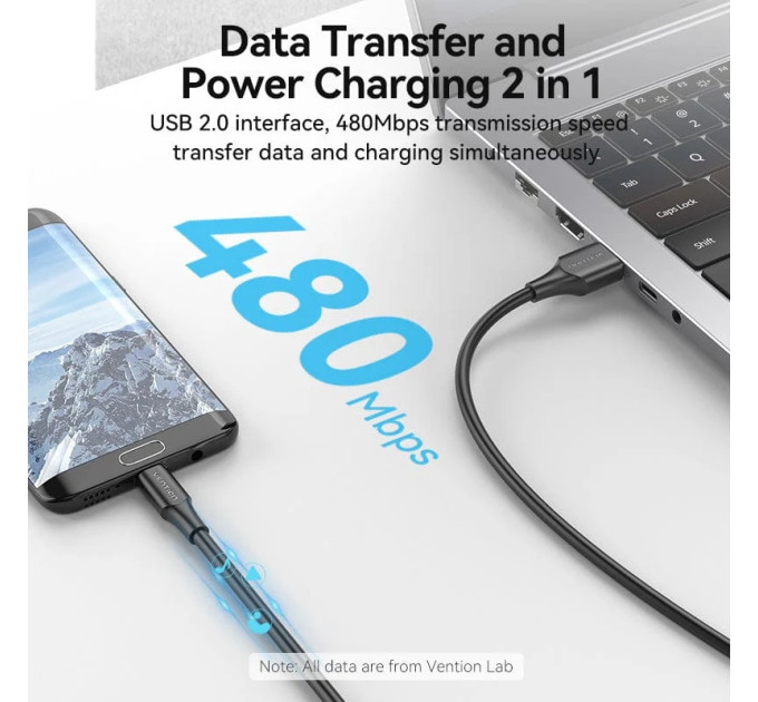 Vention Дата кабель USB 2.0 AM to Micro 5P 2.0m black VENTION (CTIBH)