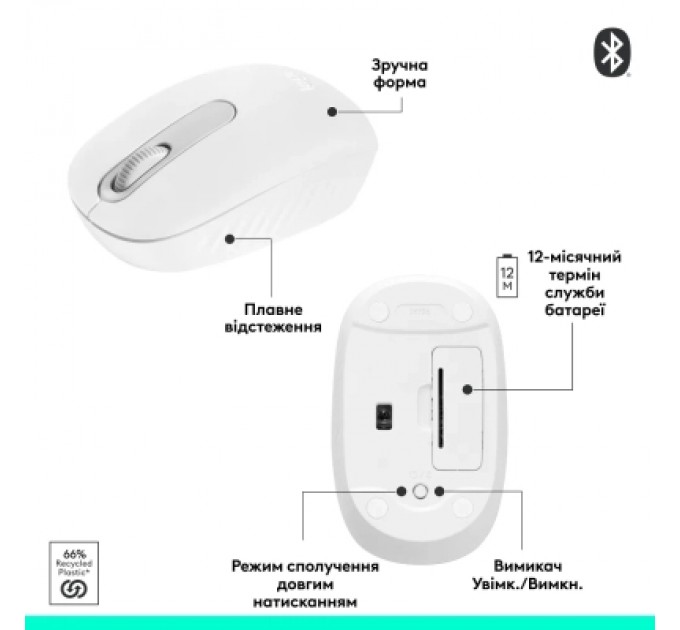 Мишка Logitech M196 Bluetooth Off-White (910-007460)