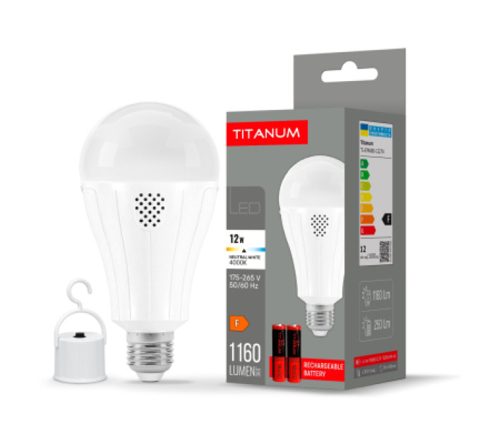 TITANUM Лампочка TITANUM акумуляторна A80 12W E27 4000K 230V (TL-EMA80-12274)