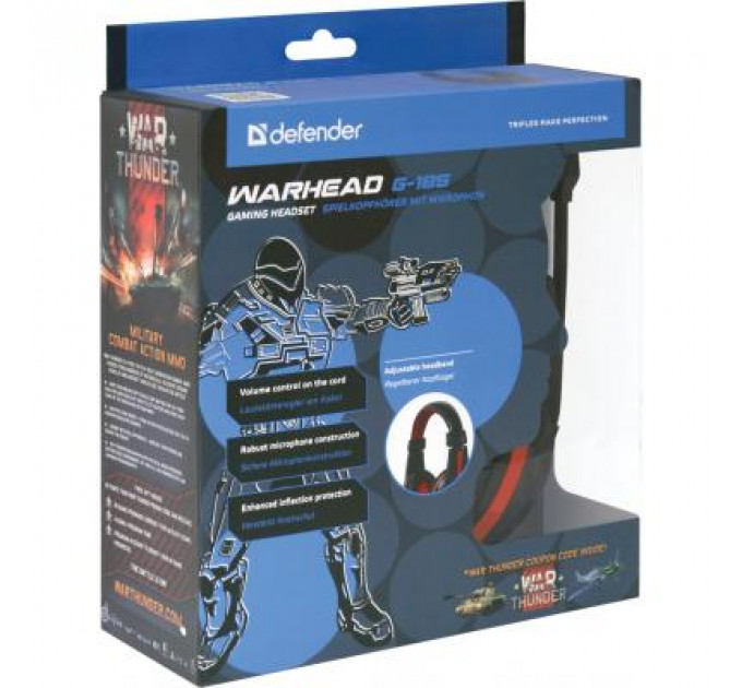 Навушники Defender Warhead G-185 Black-Red (64106)