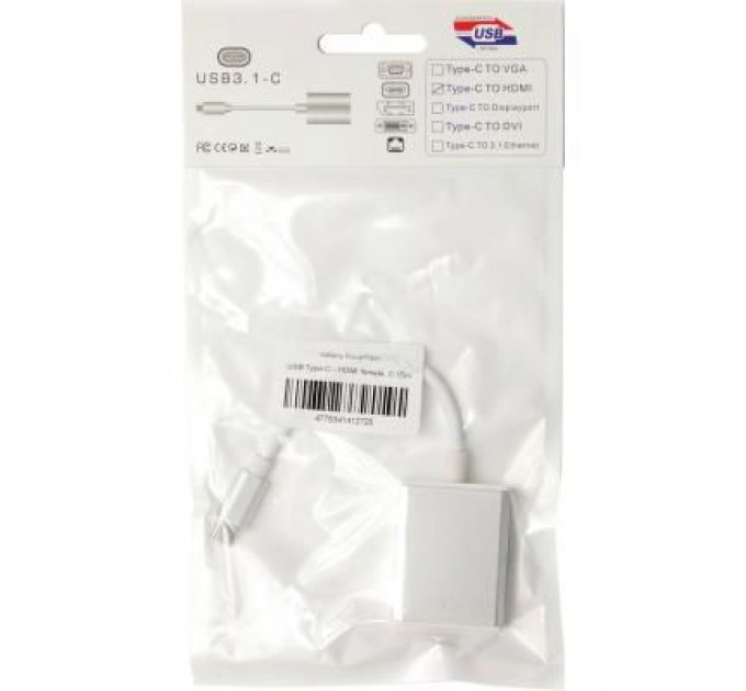 Перехідник Type-C to HDMI F 0.15m PowerPlant (KD00AS1272)