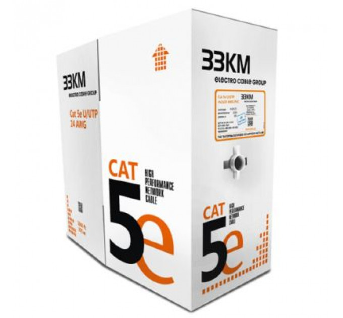 Кабель мережевий ЗЗКМ UTP 305м 4*2*24AWG[0,51] мідь[СU] cat.5e, негорючий [LSZH] (7091010)