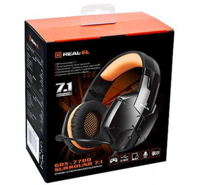 Навушники REAL-EL GDX-7700 SURROUND 7.1 black-orange