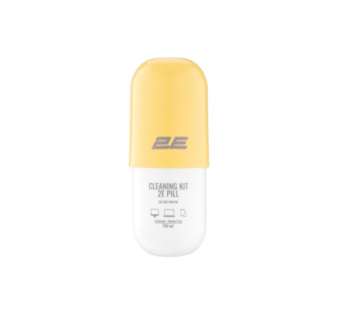 2E Спрей для очищення 2E PILL 140ml for office equipment +Microfibre 20 cm, white-yellow (2E-SK140YW)