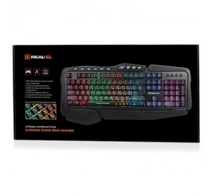 Клавіатура REAL-EL 8900 Gaming RGB Macro, black