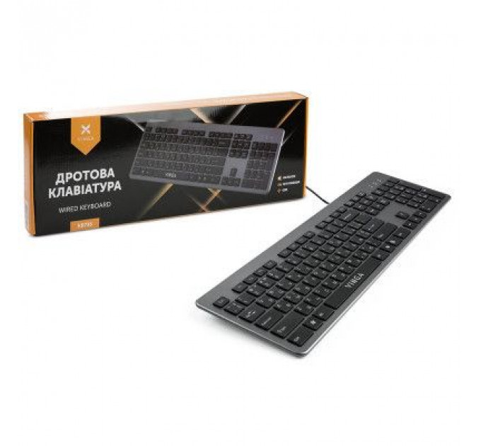 Клавіатура Vinga KB735 black-grey