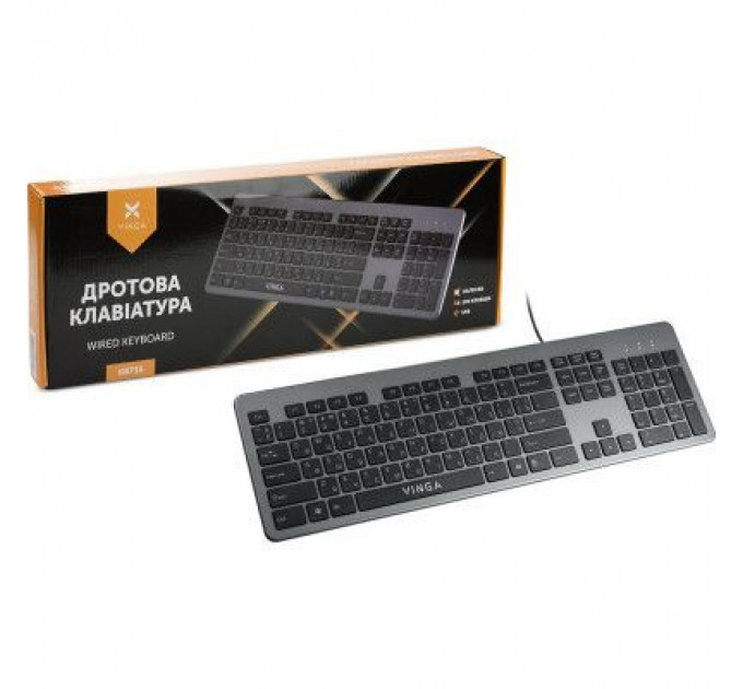 Клавіатура Vinga KB735 black-grey