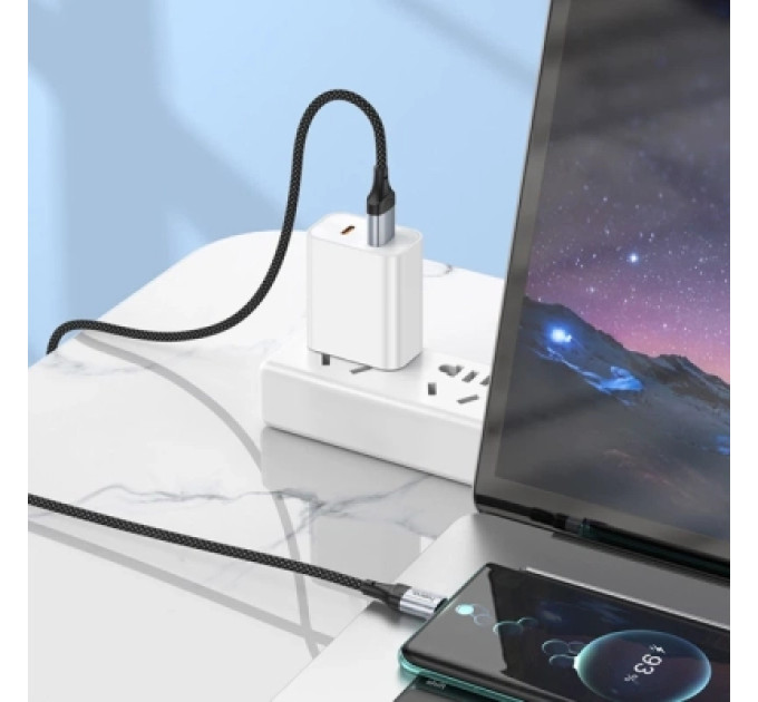 HOCO Дата кабель USB 2.0 AM to USB-C 1.0m 3A nylon X102 black HOCO (6942007608770)