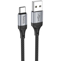 Дата кабель USB 2.0 AM to USB-C 1.0m 3A nylon X102 black HOCO (6942007608770)