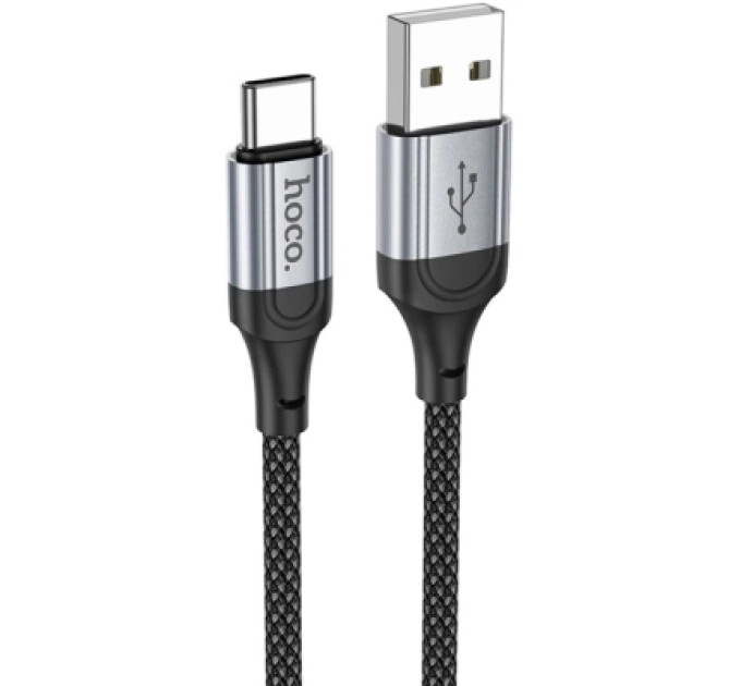 HOCO Дата кабель USB 2.0 AM to USB-C 1.0m 3A nylon X102 black HOCO (6942007608770)