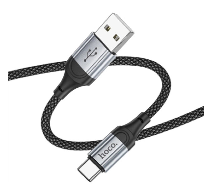 HOCO Дата кабель USB 2.0 AM to USB-C 1.0m 3A nylon X102 black HOCO (6942007608770)