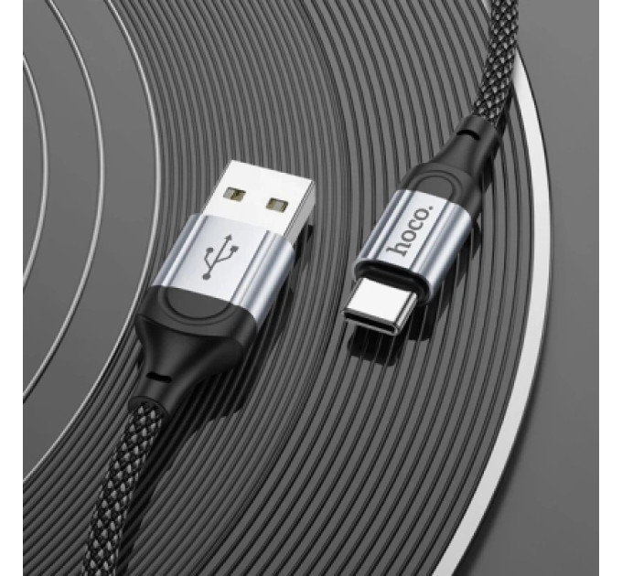 HOCO Дата кабель USB 2.0 AM to USB-C 1.0m 3A nylon X102 black HOCO (6942007608770)