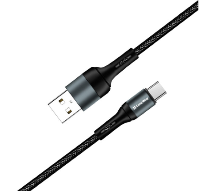 ColorWay Дата кабель USB 2.0 AM to Type-C 1.0m nylon black ColorWay (CW-CBUC045-BK)