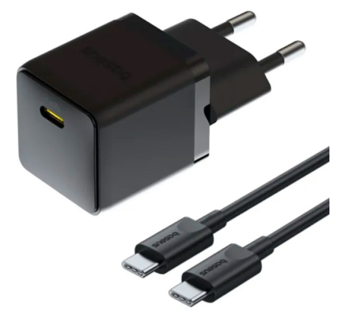 Baseus Зарядний пристрій Baseus Palm Fast Charger 1C 20W + Cable 1.0m Type-C 60W black (P10111602113-01)