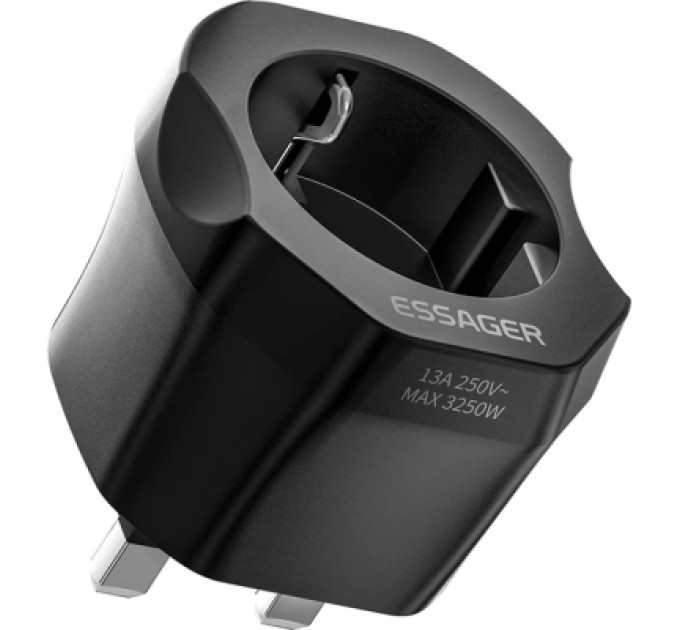 Essager Перехідник EU to UK 220V black Essager (ECTZH-YCC01-Z)