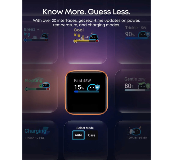 Anker Мережевий зарядний пристрій Anker Nano Charger 45W USB-C Smart Display Black (A121DG11)
