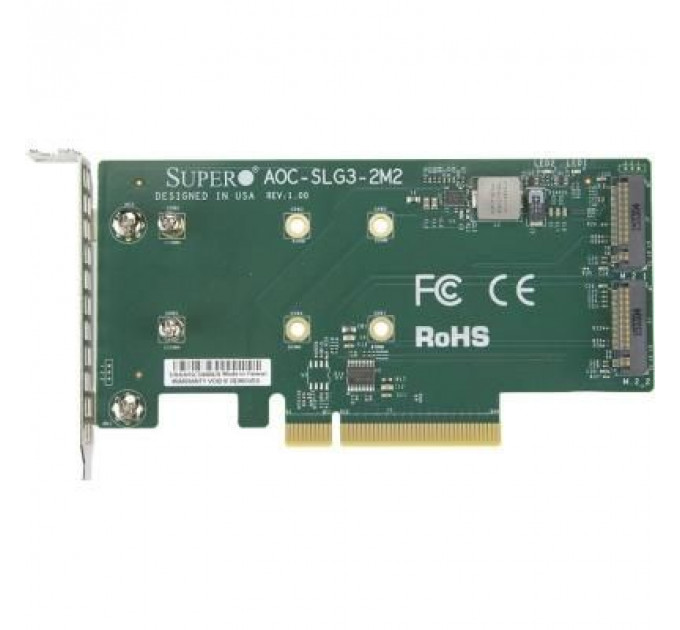 Плата розширення Supermicro PCIe x8 до SSD 2x m.2 NVMe (AOC-SLG3-2M2)