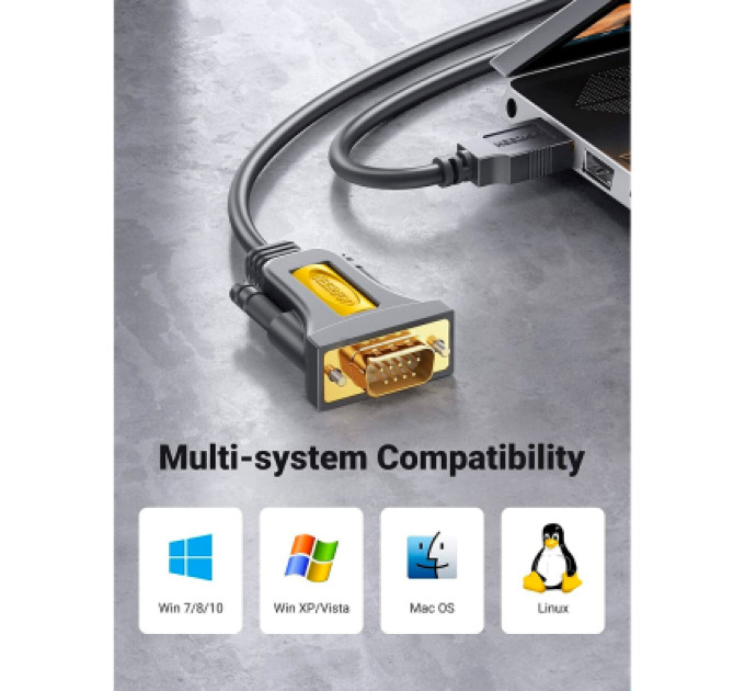 Ugreen Кабель для передачі даних USB to COM M 1.5m DB9 RS-232 CR104 black Ugreen (20211)